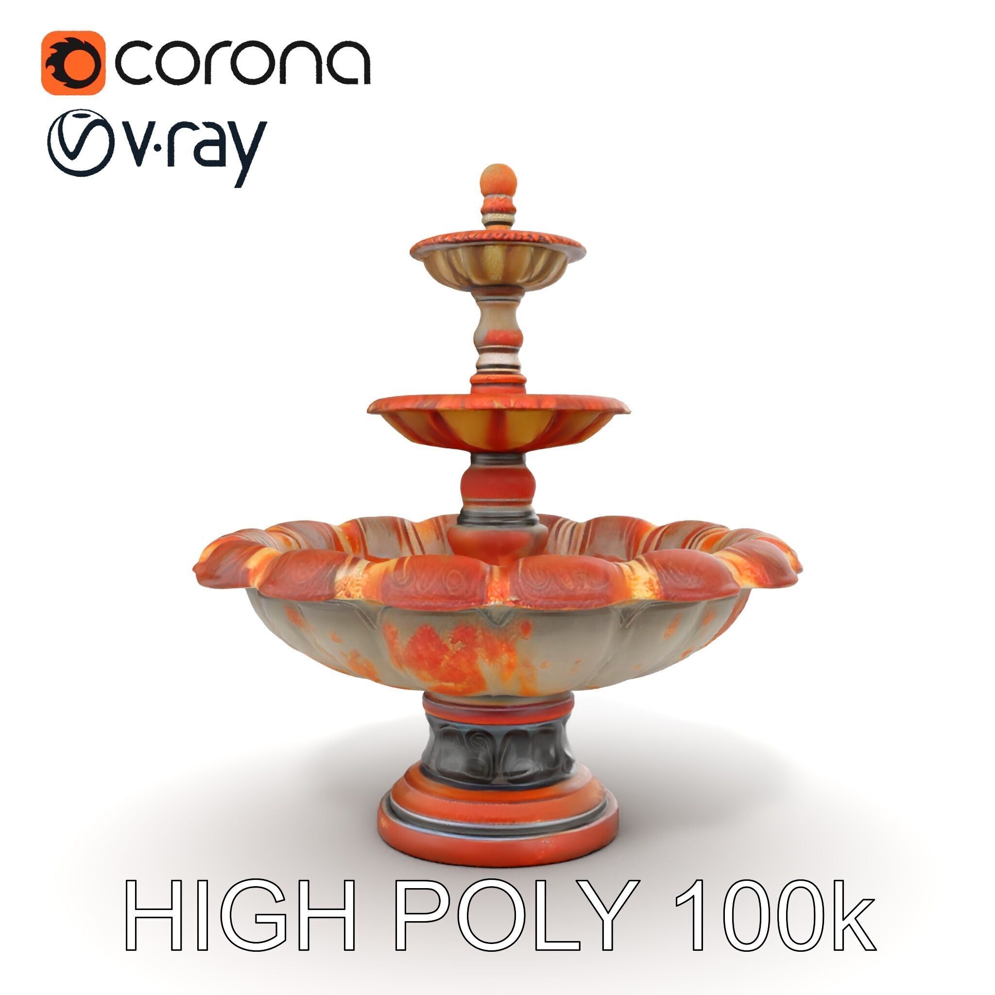 Classic Ornate Fountain Model Pack Low-poly 3D model_7