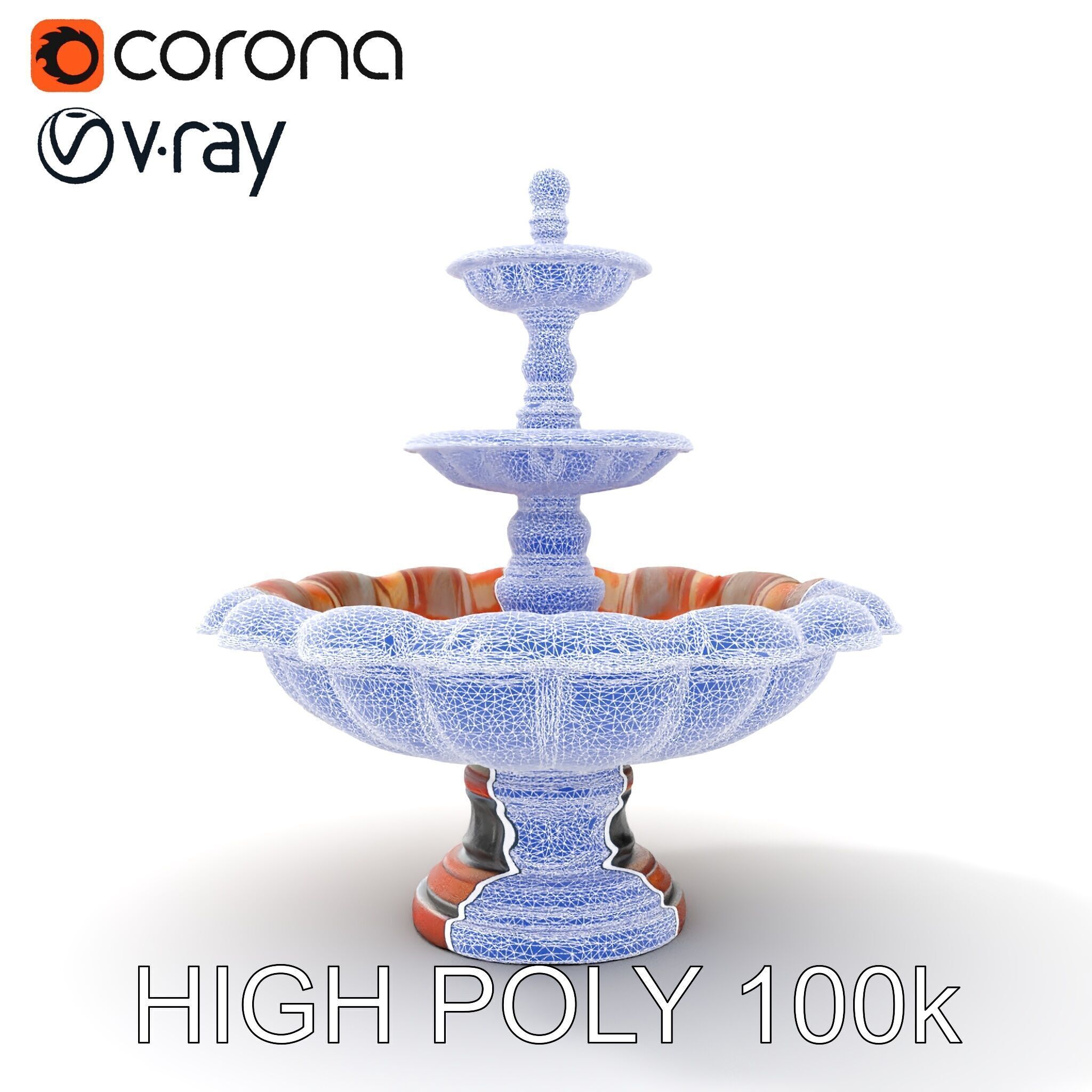 Classic Ornate Fountain Model Pack Low-poly 3D model_28