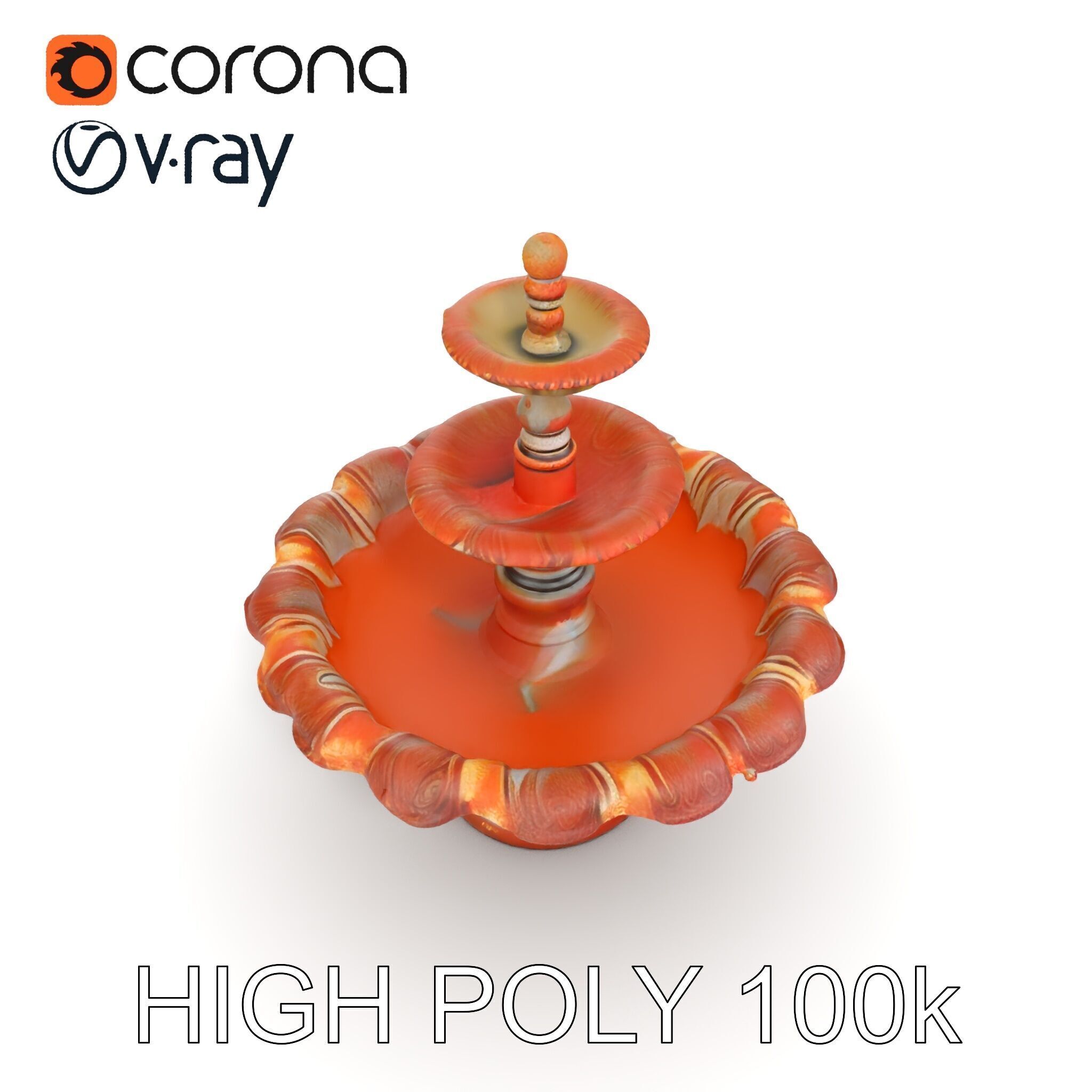 Classic Ornate Fountain Model Pack Low-poly 3D model_10