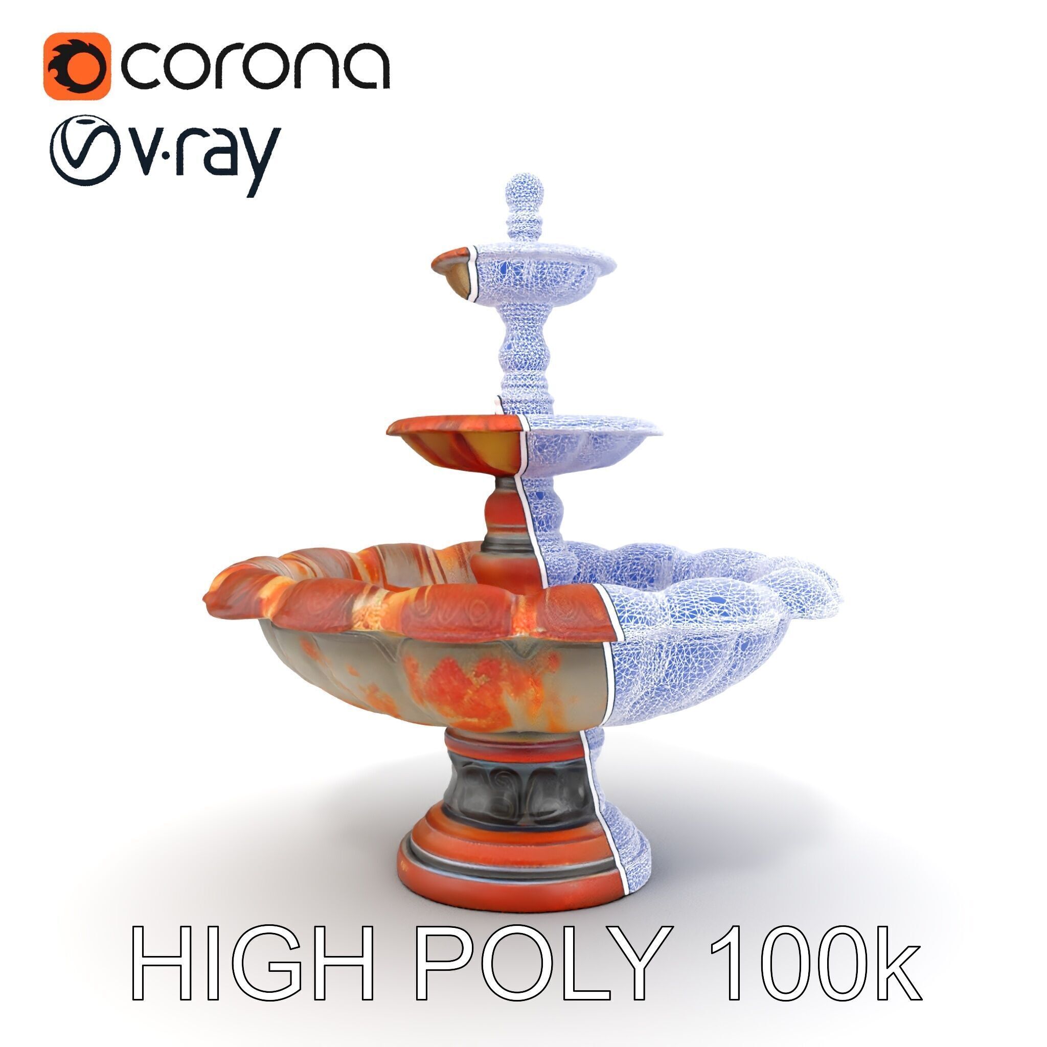 Classic Ornate Fountain Model Pack Low-poly 3D model_32