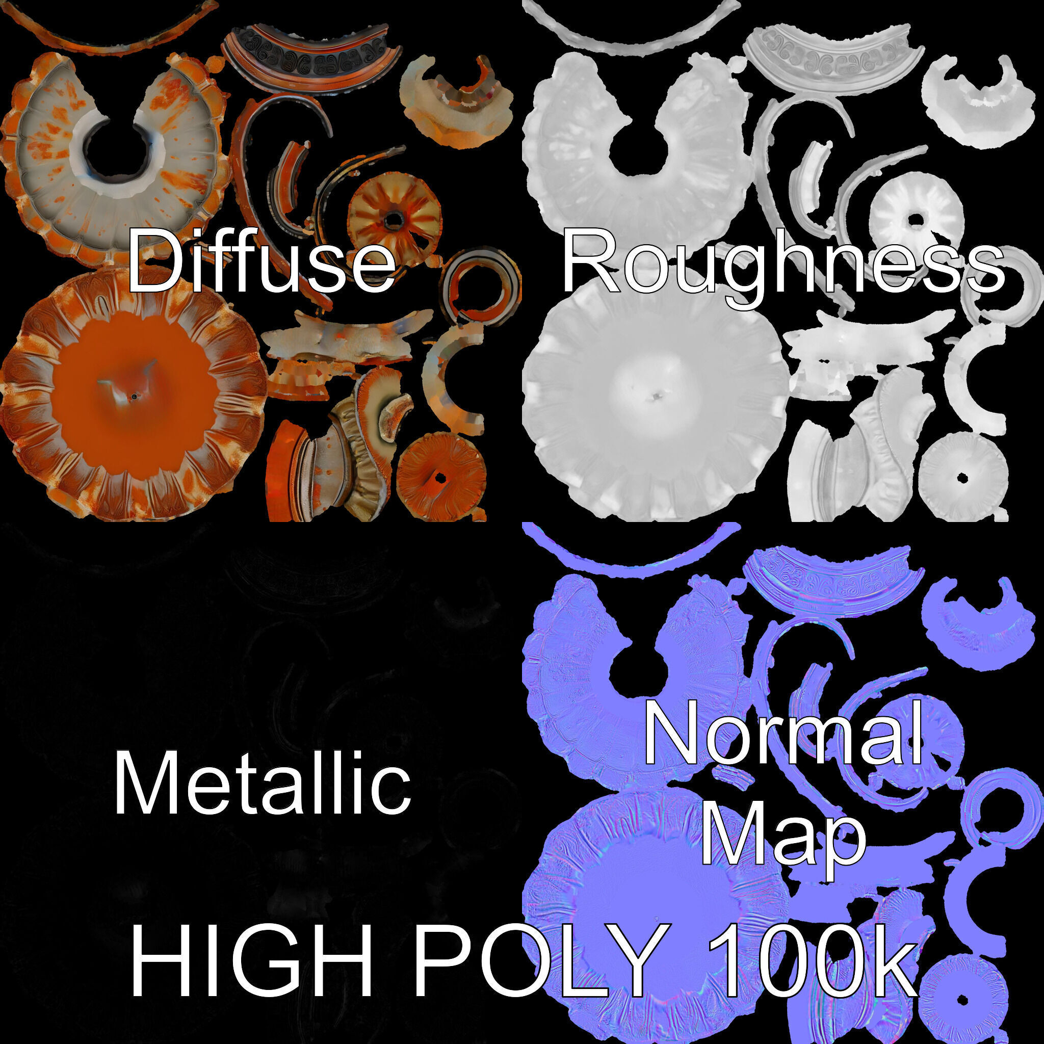 Classic Ornate Fountain Model Pack Low-poly 3D model_4