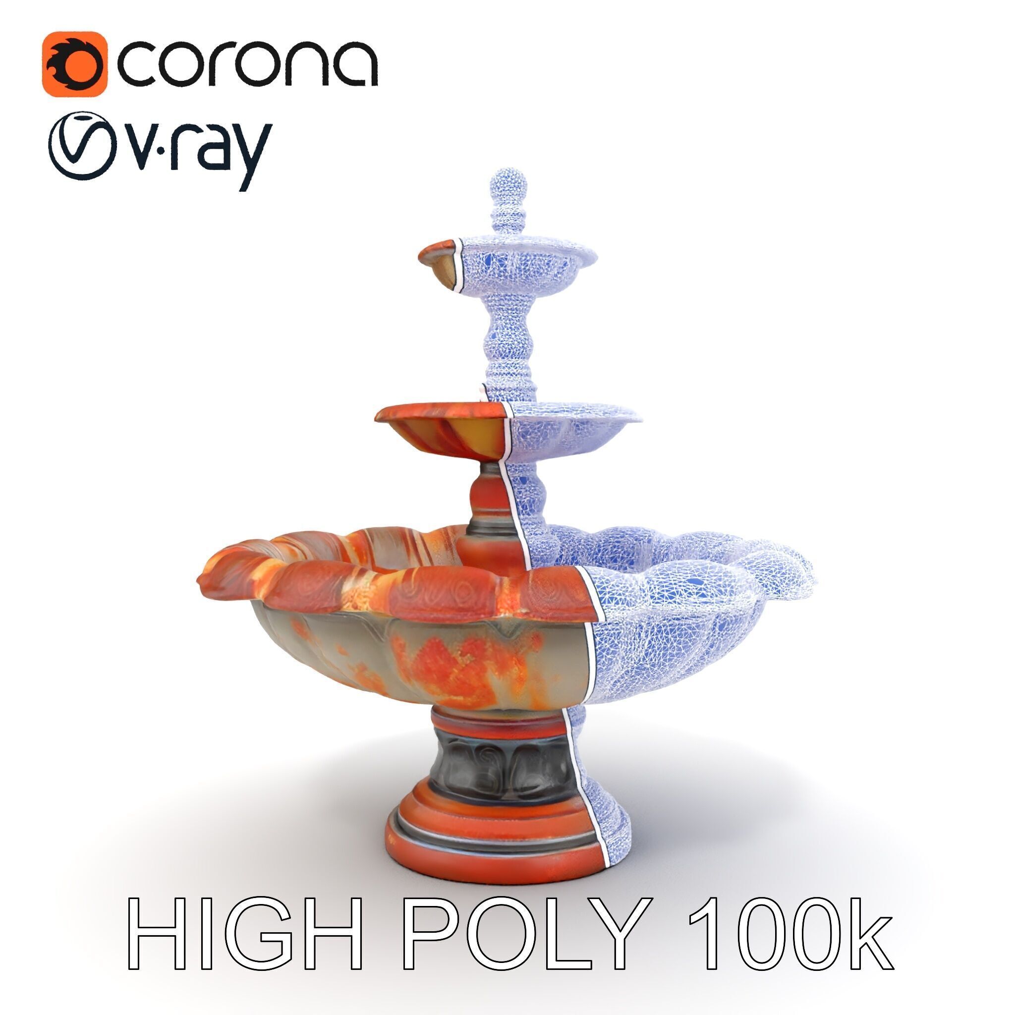 Classic Ornate Fountain Model Pack Low-poly 3D model_31