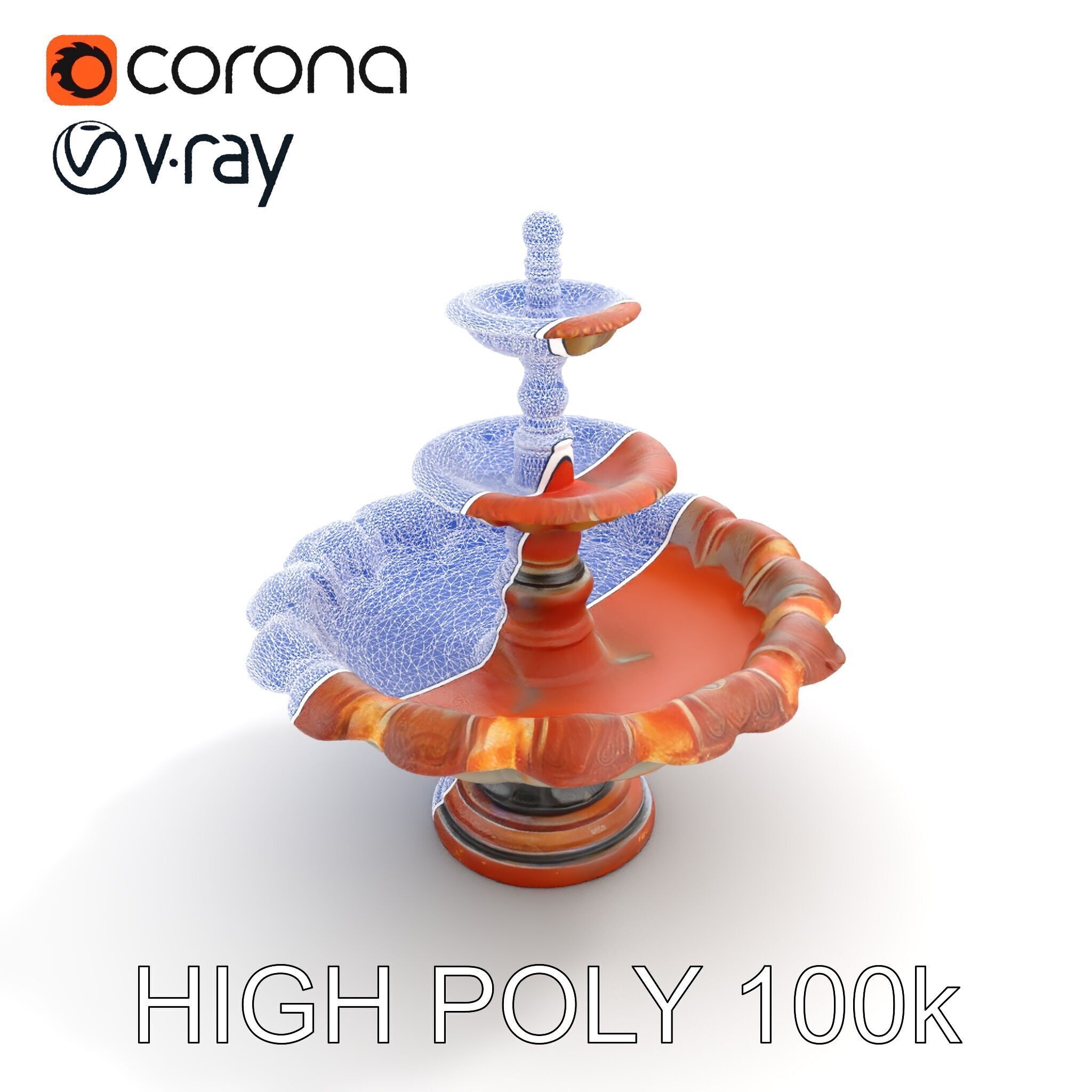 Classic Ornate Fountain Model Pack Low-poly 3D model_11