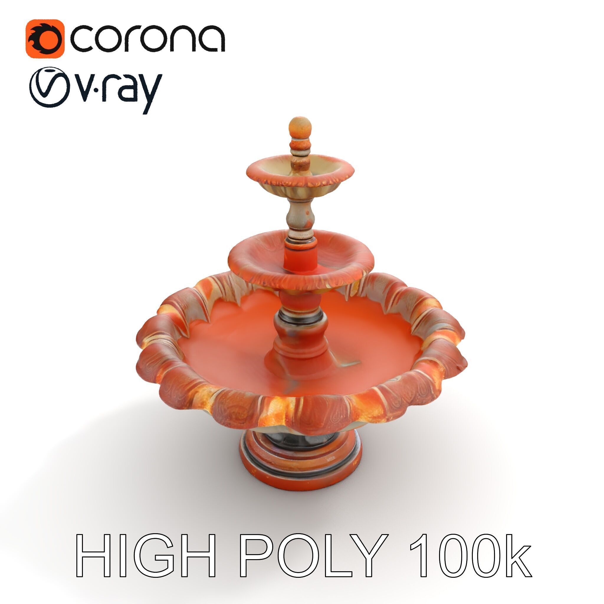 Classic Ornate Fountain Model Pack Low-poly 3D model_15