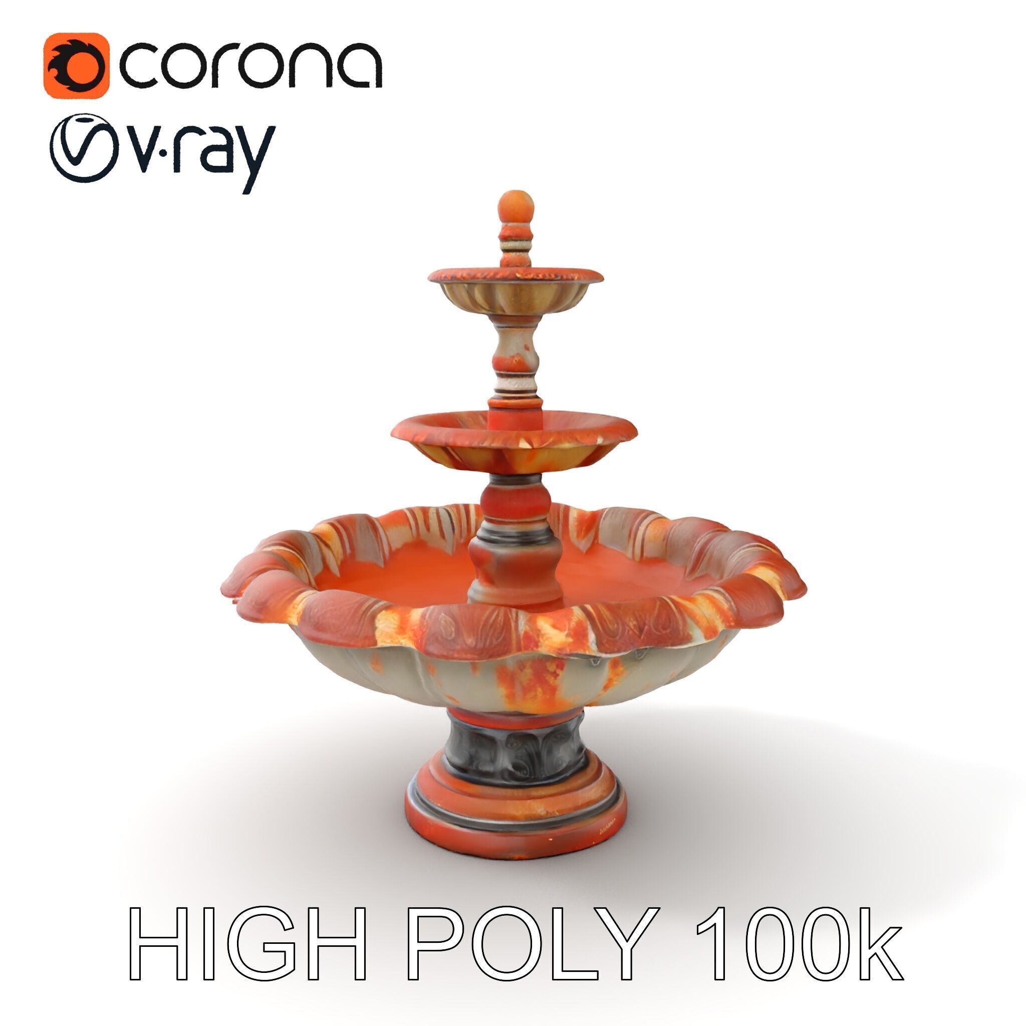 Classic Ornate Fountain Model Pack Low-poly 3D model_8