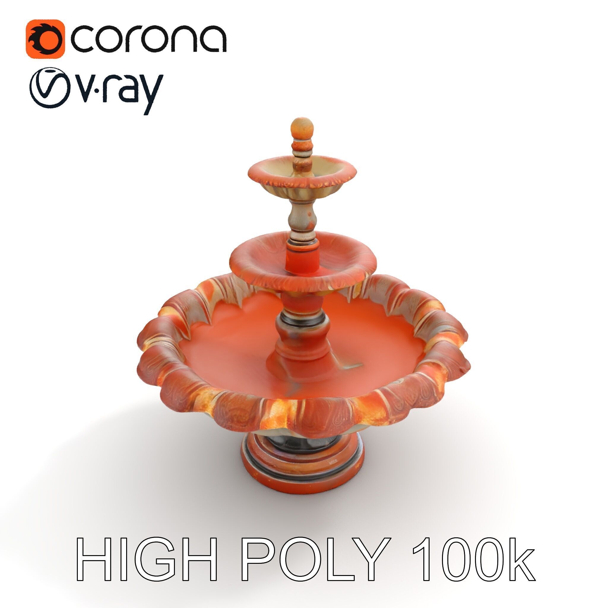 Classic Ornate Fountain Model Pack Low-poly 3D model_19