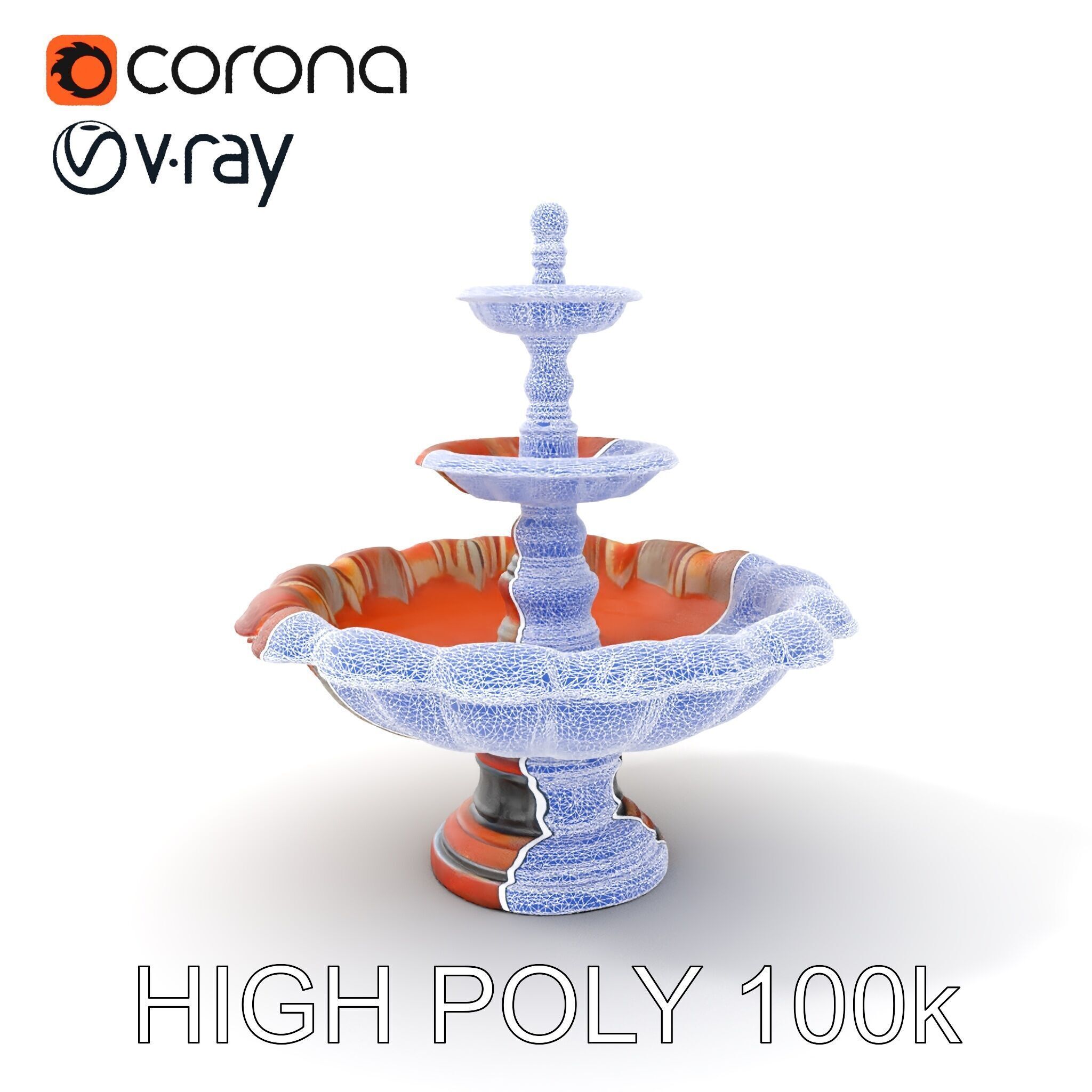 Classic Ornate Fountain Model Pack Low-poly 3D model_20
