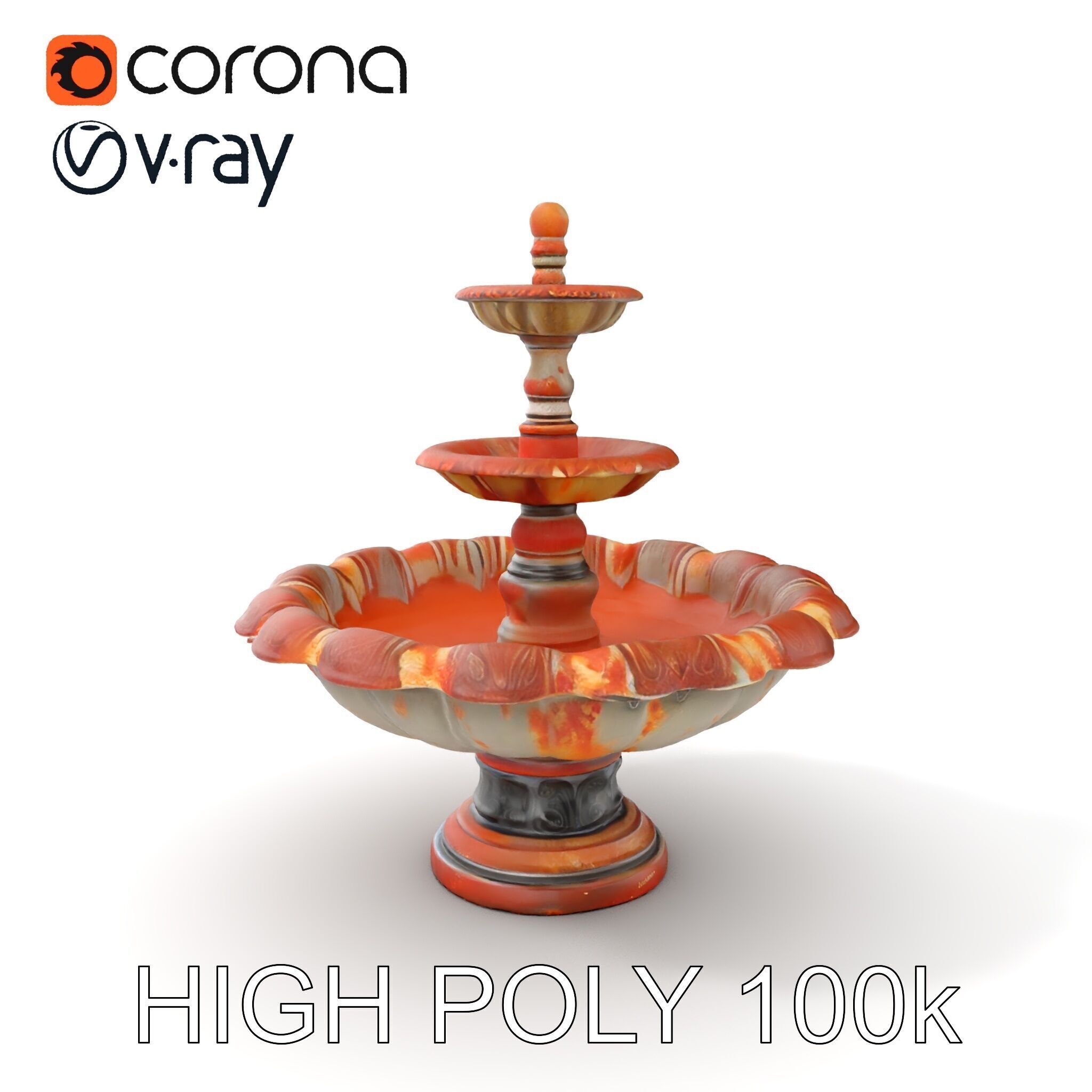 Classic Ornate Fountain Model Pack Low-poly 3D model_14