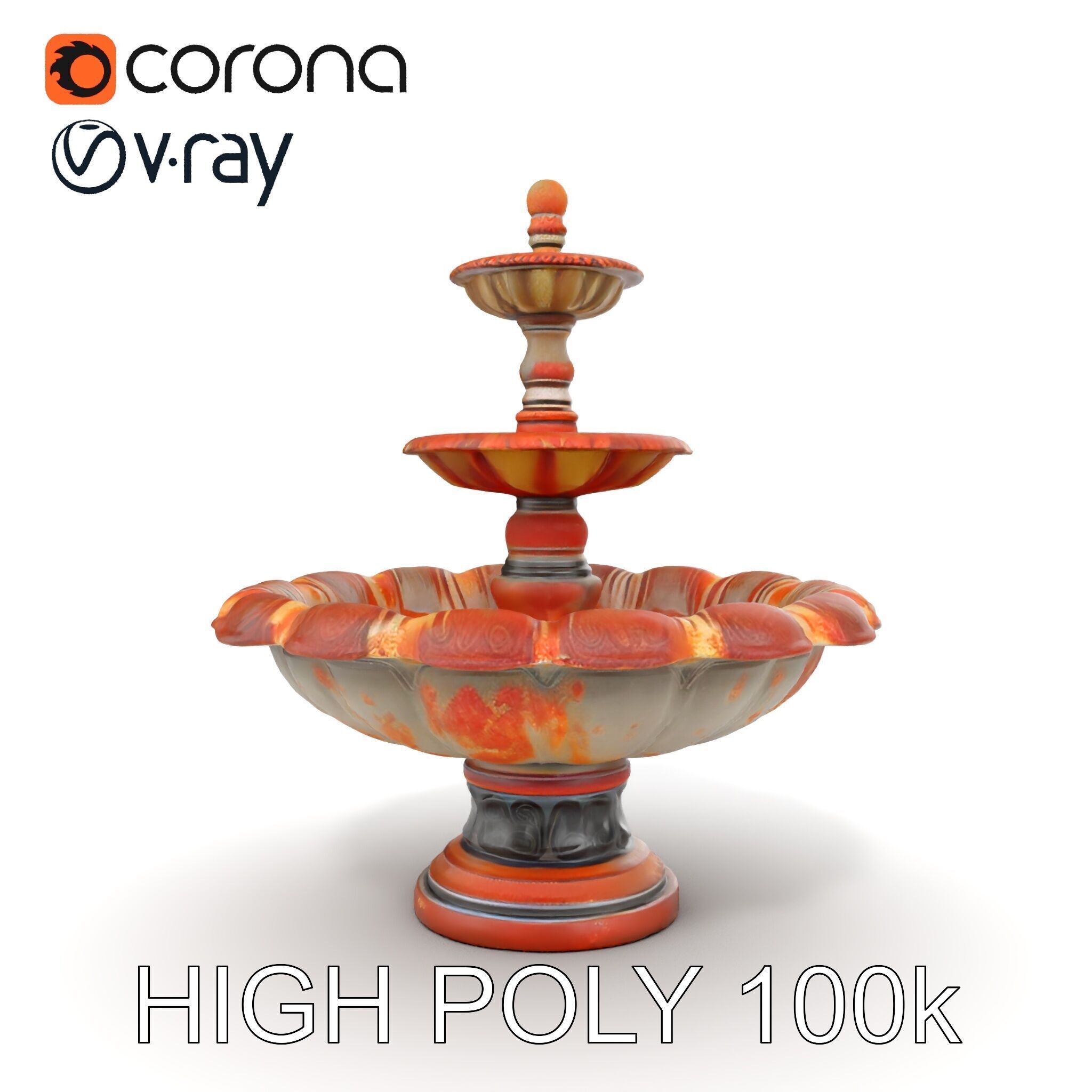 Classic Ornate Fountain Model Pack Low-poly 3D model_27