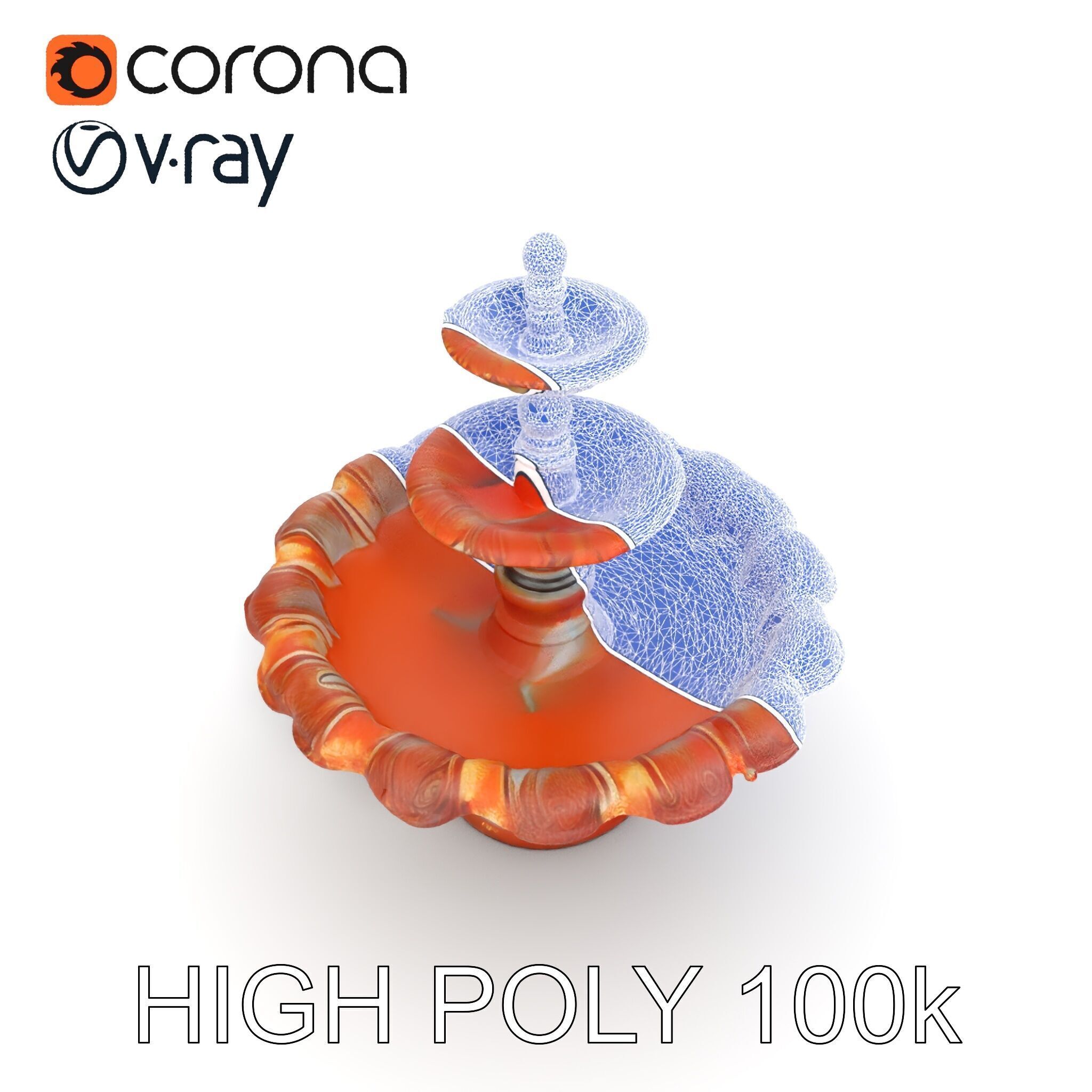 Classic Ornate Fountain Model Pack Low-poly 3D model_13