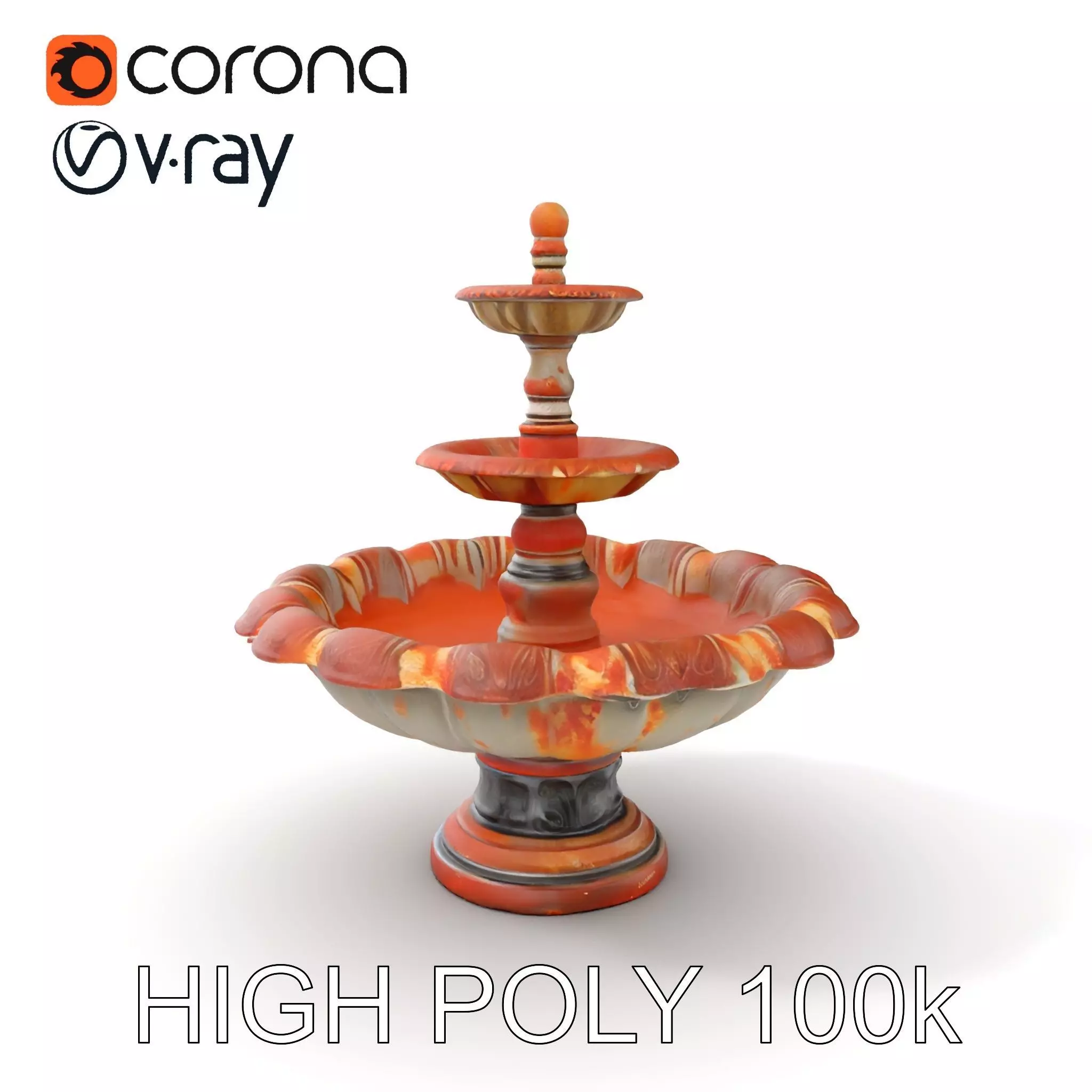 Classic Ornate Fountain Model Pack Low-poly 3D model_0
