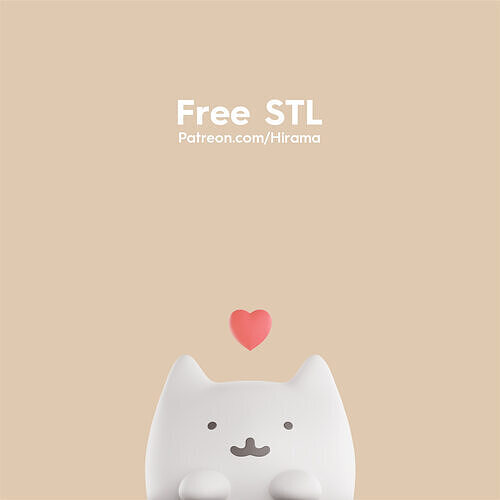 Cute Cat Blob 3D Printable Figurine with Heart Love You Free 3D print model