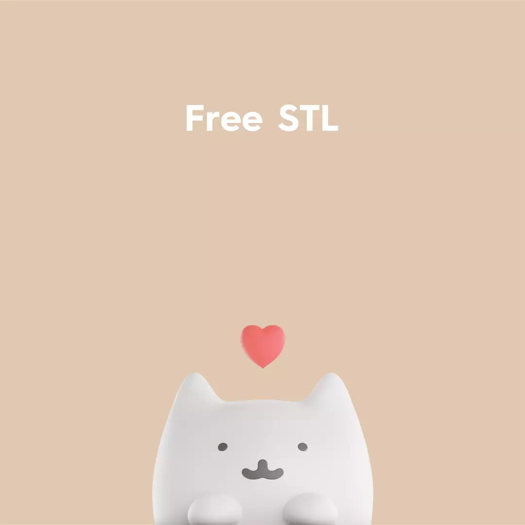 Cute Cat Blob 3D Printable Figurine with Heart Love You Free 3D print model_0
