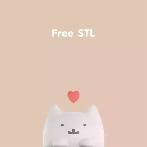 Cute Cat Blob 3D Printable Figurine with Heart Love You