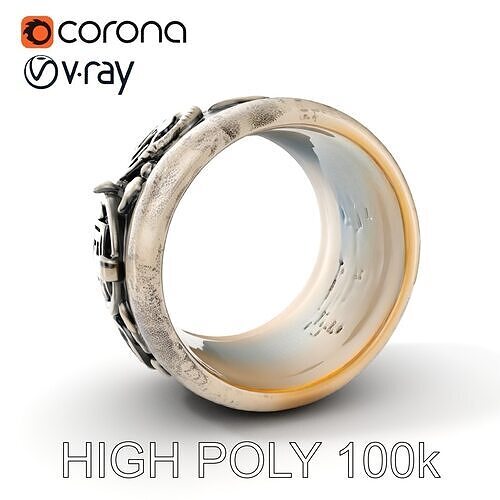 Intricate Silver Ring Model Pack Low-poly 3D model