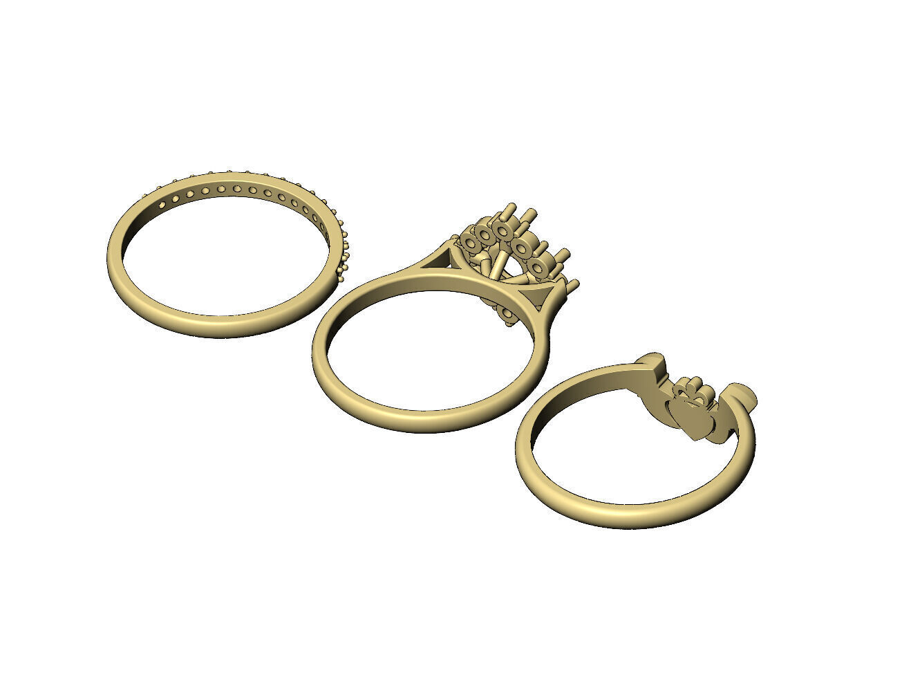 Rhombus diamond cluster Claddagh eternity guards ring US size 7 3D print model_10