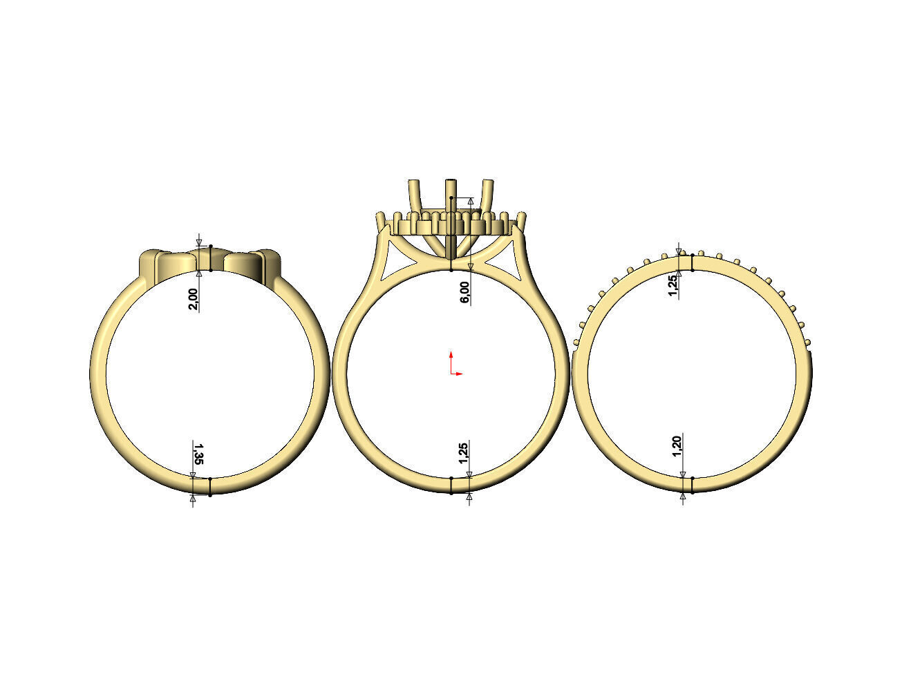 Rhombus diamond cluster Claddagh eternity guards ring US size 7 3D print model_6