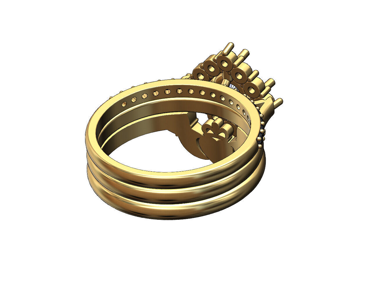 Rhombus diamond cluster Claddagh eternity guards ring US size 7 3D print model_3