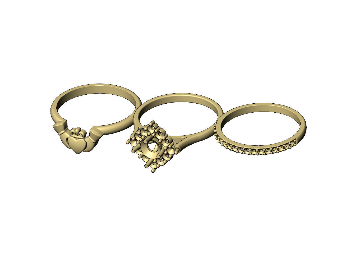 Rhombus diamond cluster Claddagh eternity guards ring US size 7 3D print model_9