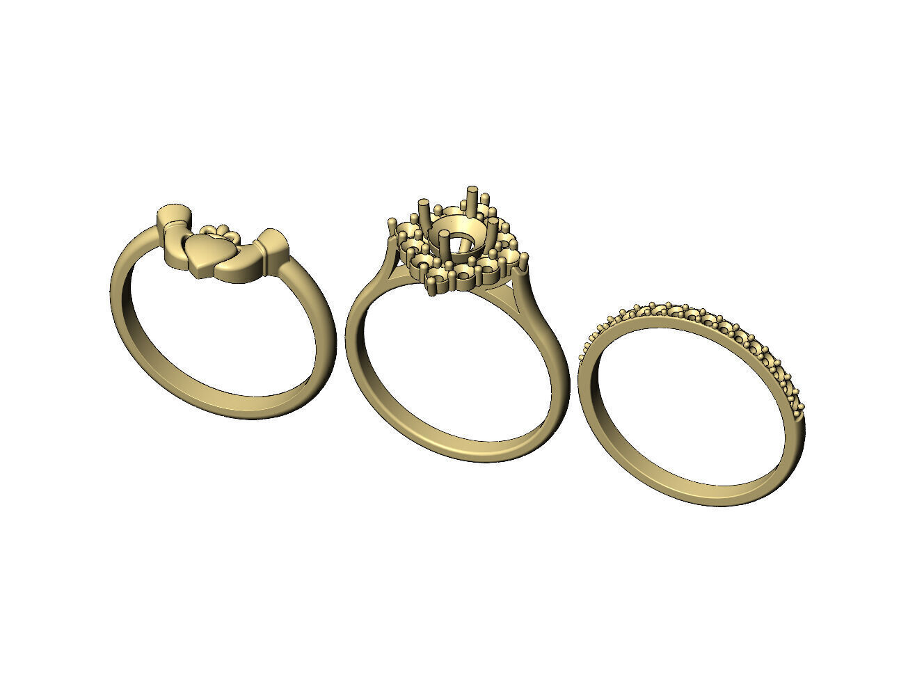 Rhombus diamond cluster Claddagh eternity guards ring US size 7 3D print model_4