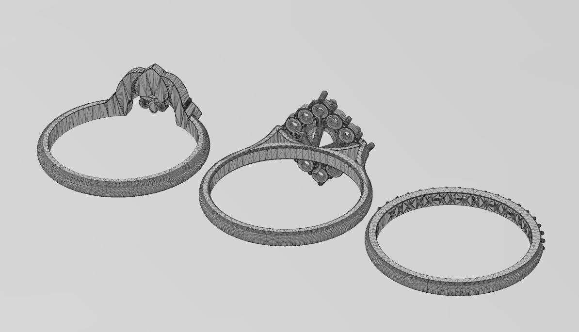 Rhombus diamond cluster Claddagh eternity guards ring US size 7 3D print model_16