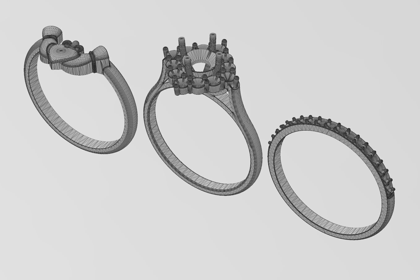 Rhombus diamond cluster Claddagh eternity guards ring US size 7 3D print model_17