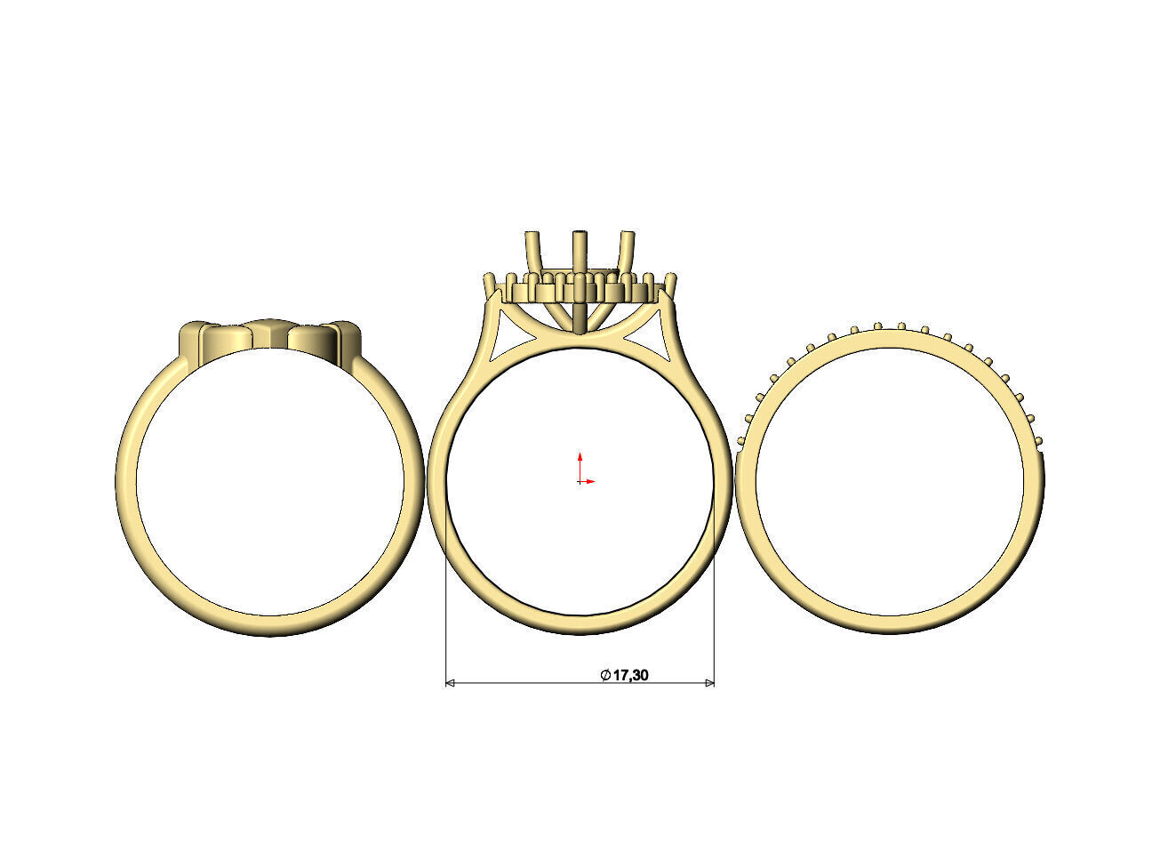 Rhombus diamond cluster Claddagh eternity guards ring US size 7 3D print model_5