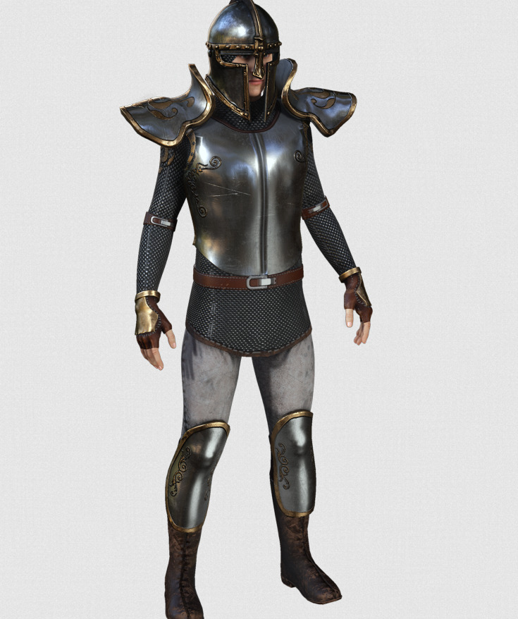 Rigged Fantasy Medieval Character Low-poly 3D model_4