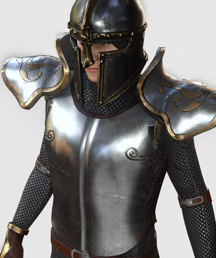 Rigged Fantasy Medieval Character Low-poly 3D model_0