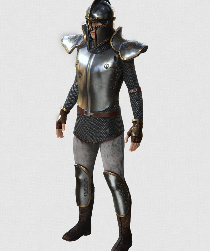 Rigged Fantasy Medieval Character Low-poly 3D model_1
