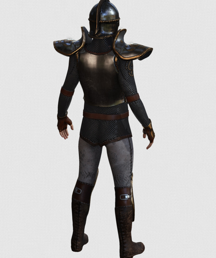 Rigged Fantasy Medieval Character Low-poly 3D model_3