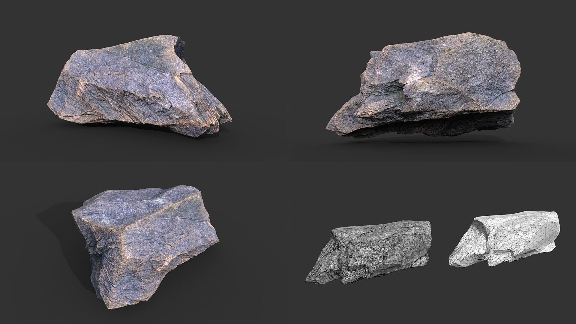 9 Simple Realistic Rocks - 250623 Low-poly 3D model_14