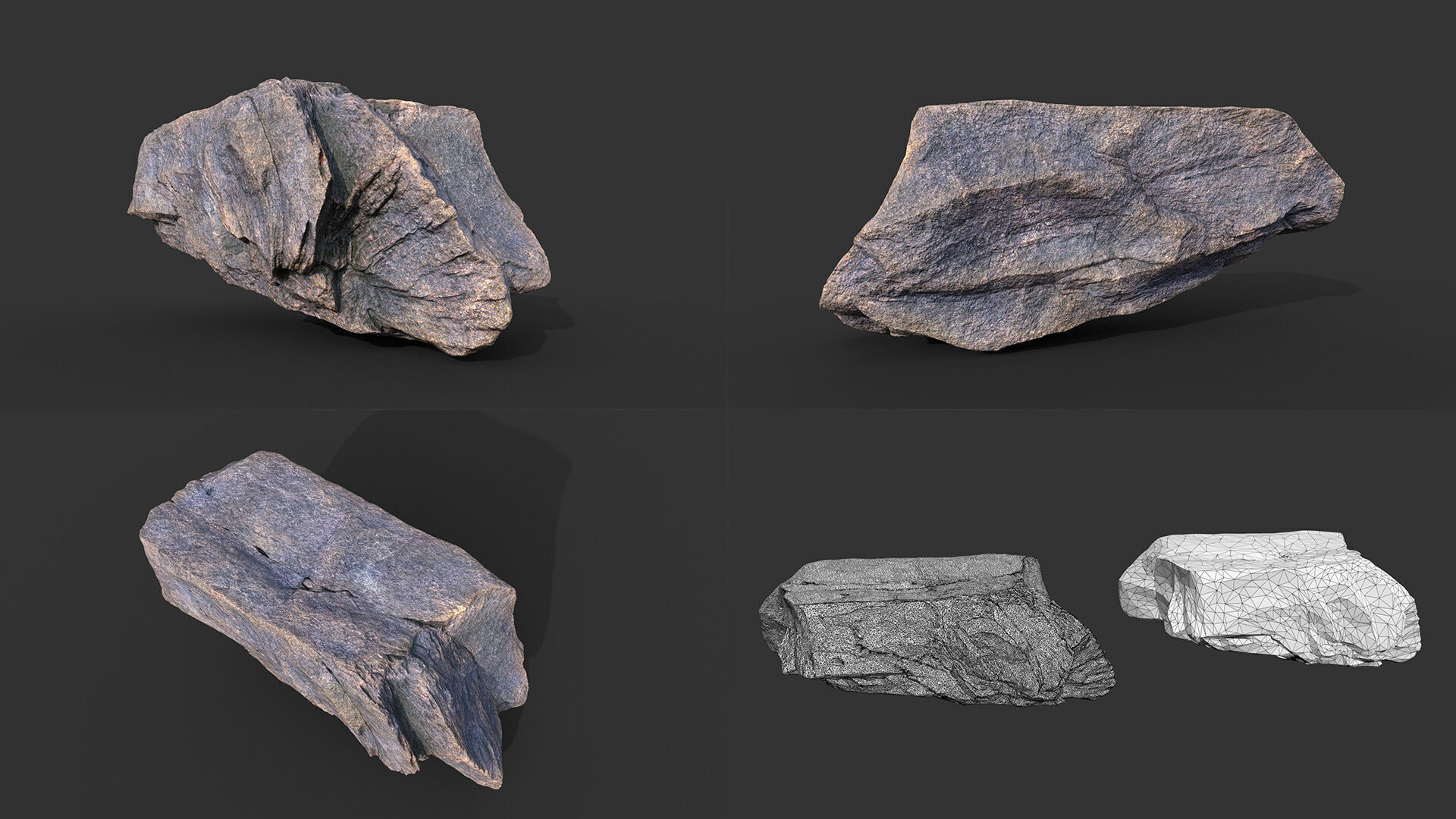 9 Simple Realistic Rocks - 250623 Low-poly 3D model_2