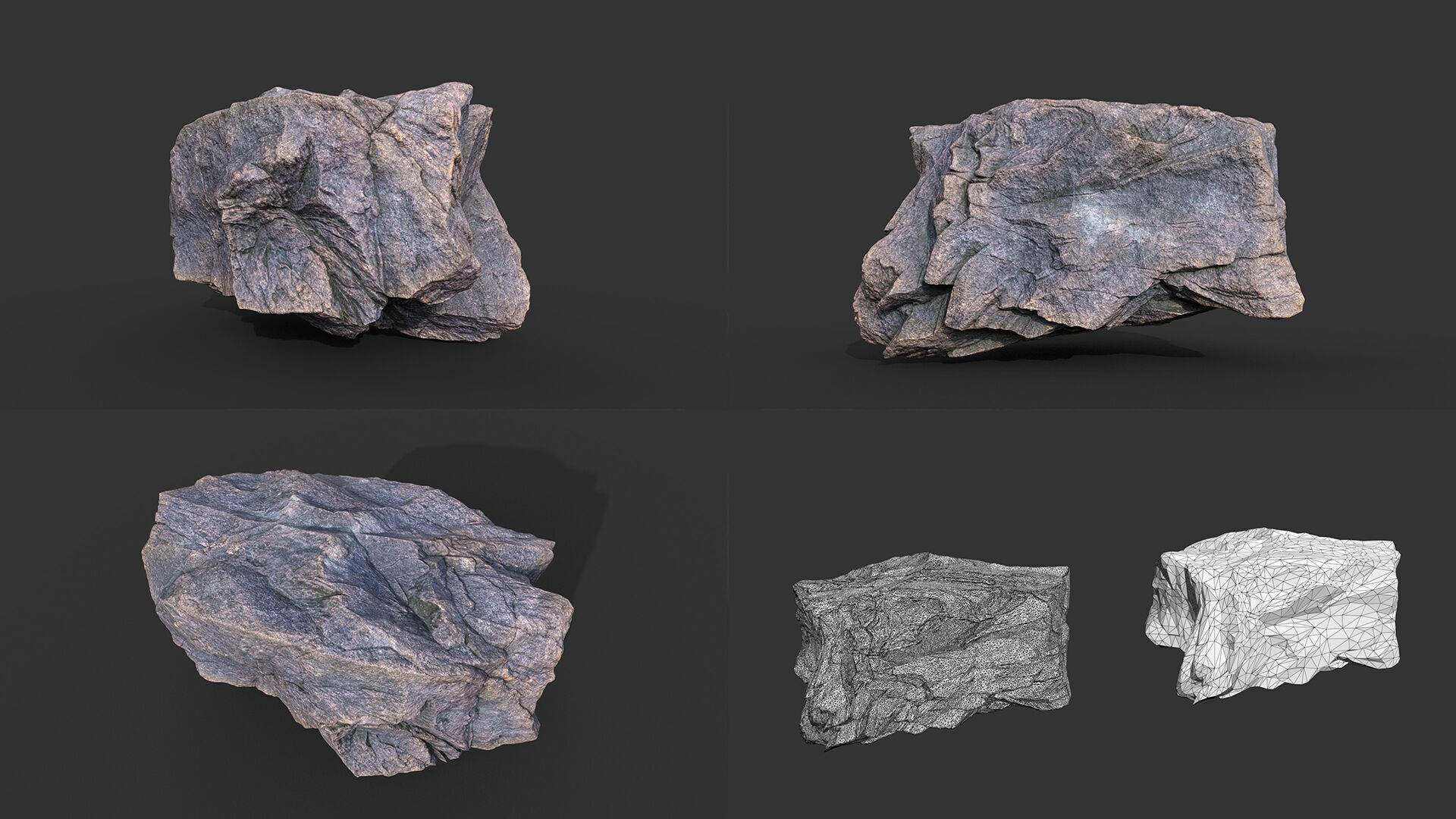 9 Simple Realistic Rocks - 250623 Low-poly 3D model_10