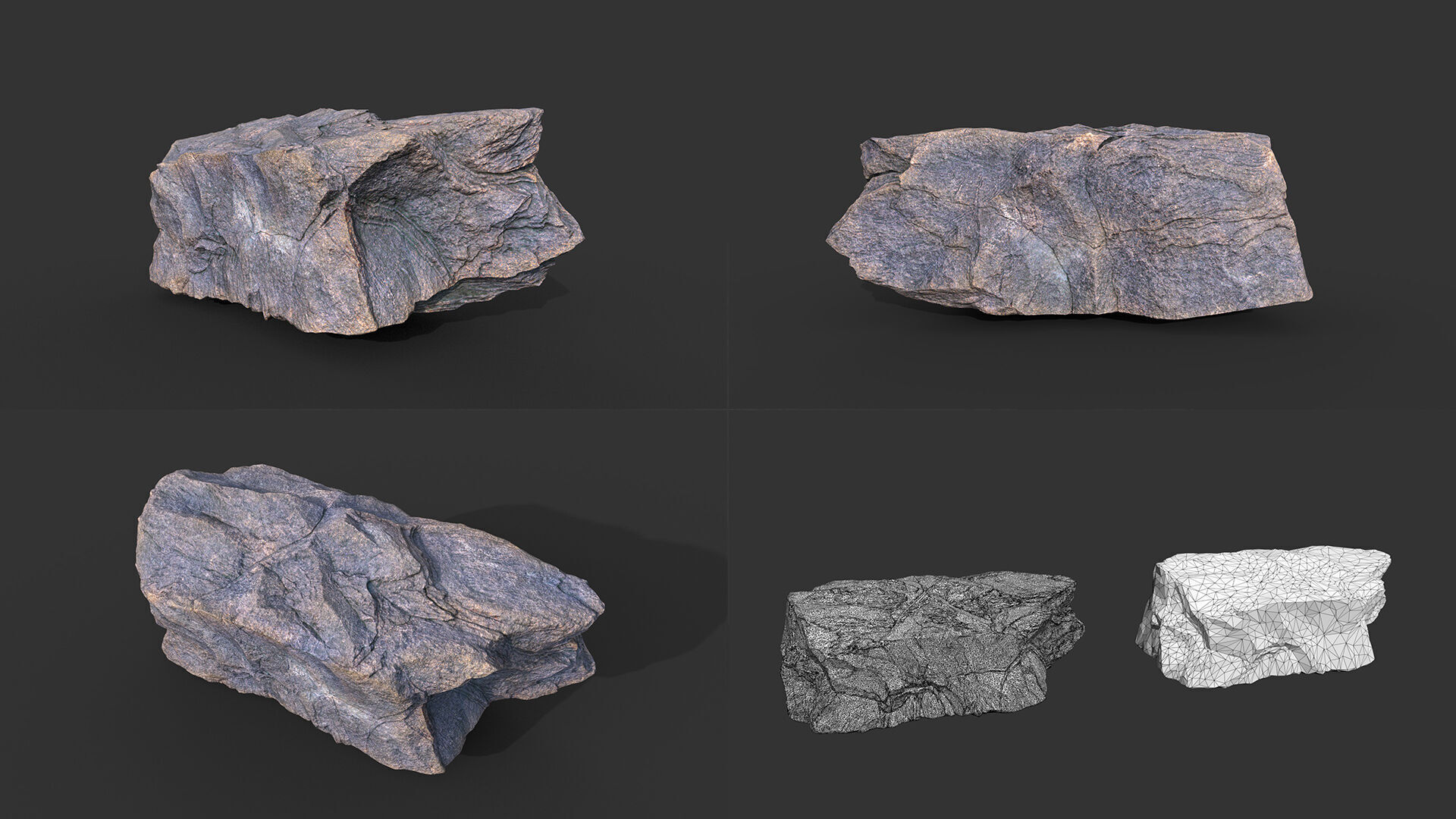 9 Simple Realistic Rocks - 250623 Low-poly 3D model_8
