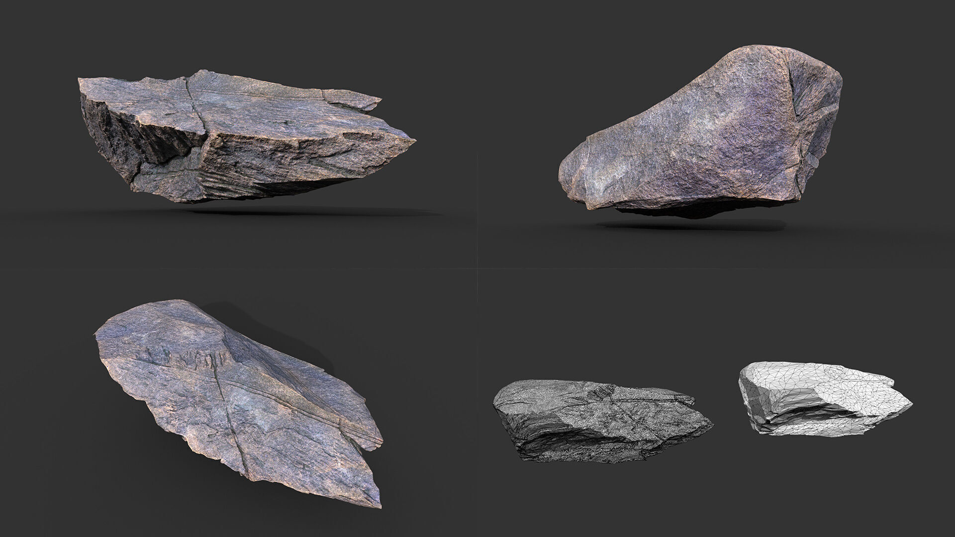 9 Simple Realistic Rocks - 250623 Low-poly 3D model_16