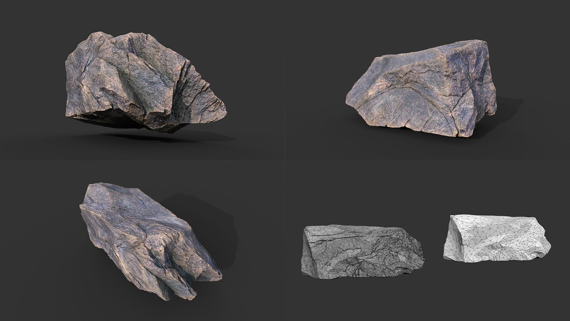 9 Simple Realistic Rocks - 250623 Low-poly 3D model_12