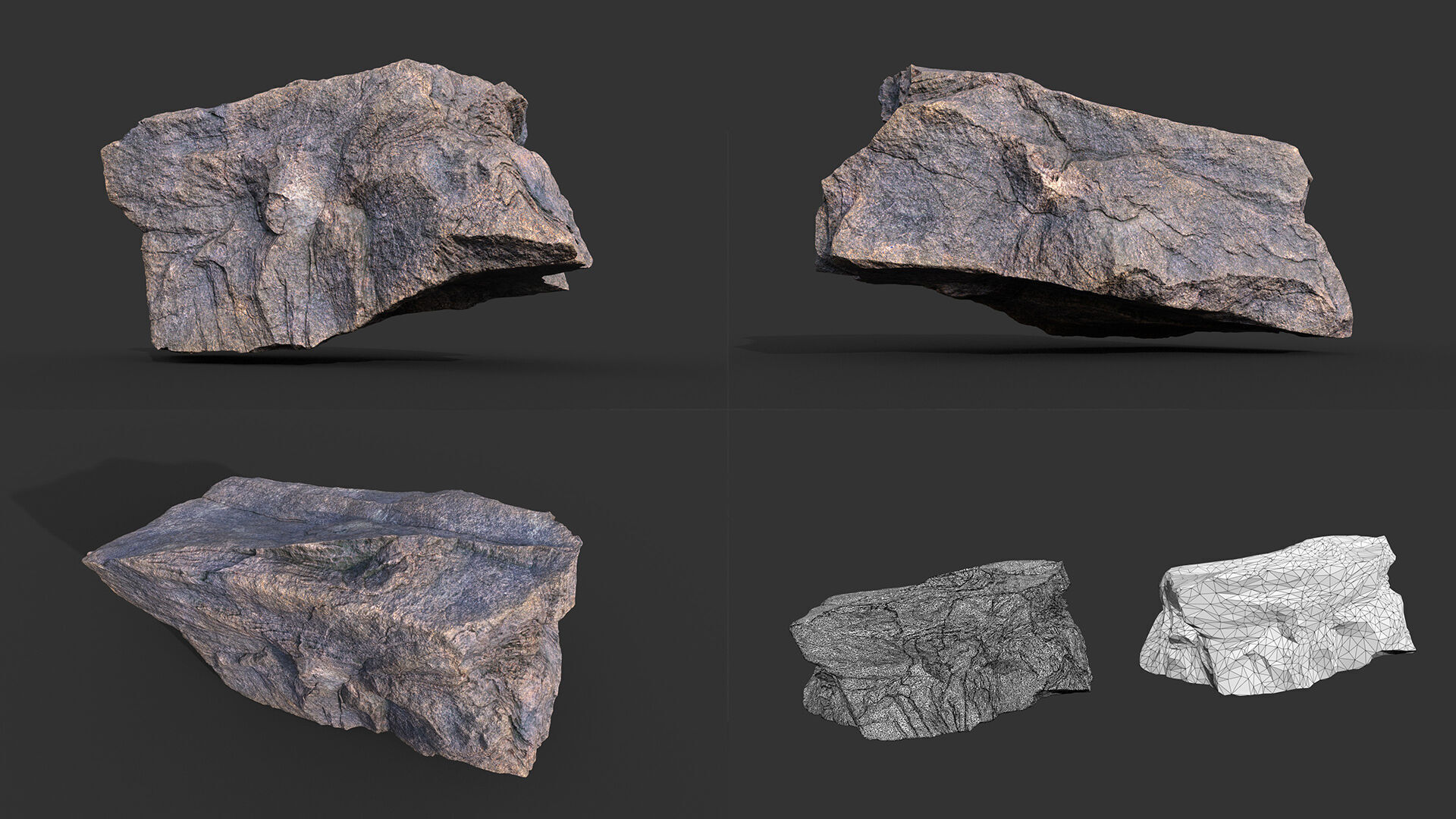 9 Simple Realistic Rocks - 250623 Low-poly 3D model_6