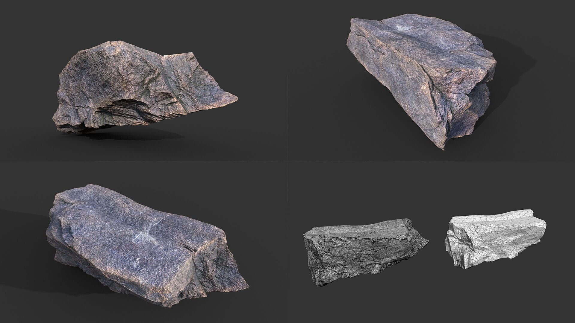 9 Simple Realistic Rocks - 250623 Low-poly 3D model_4