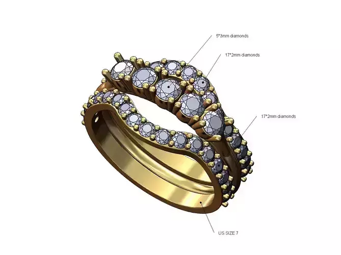 Double curved half eternity guard 3mm arc diamond US size 7