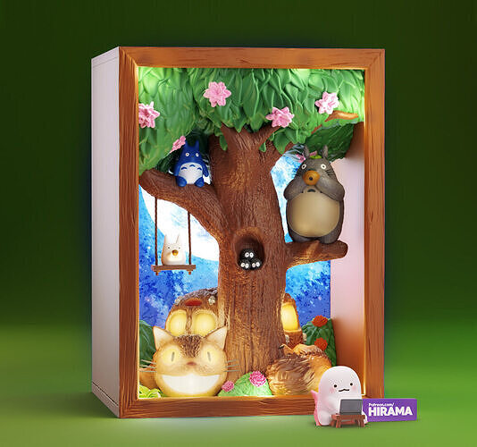 My Neighbor Totoro Bookshelf Diorama Book Nook Display 3D print model