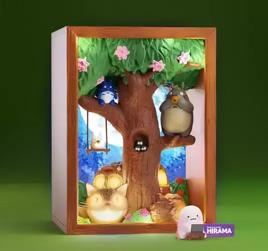 My Neighbor Totoro Bookshelf Diorama Book Nook Display 3D print model