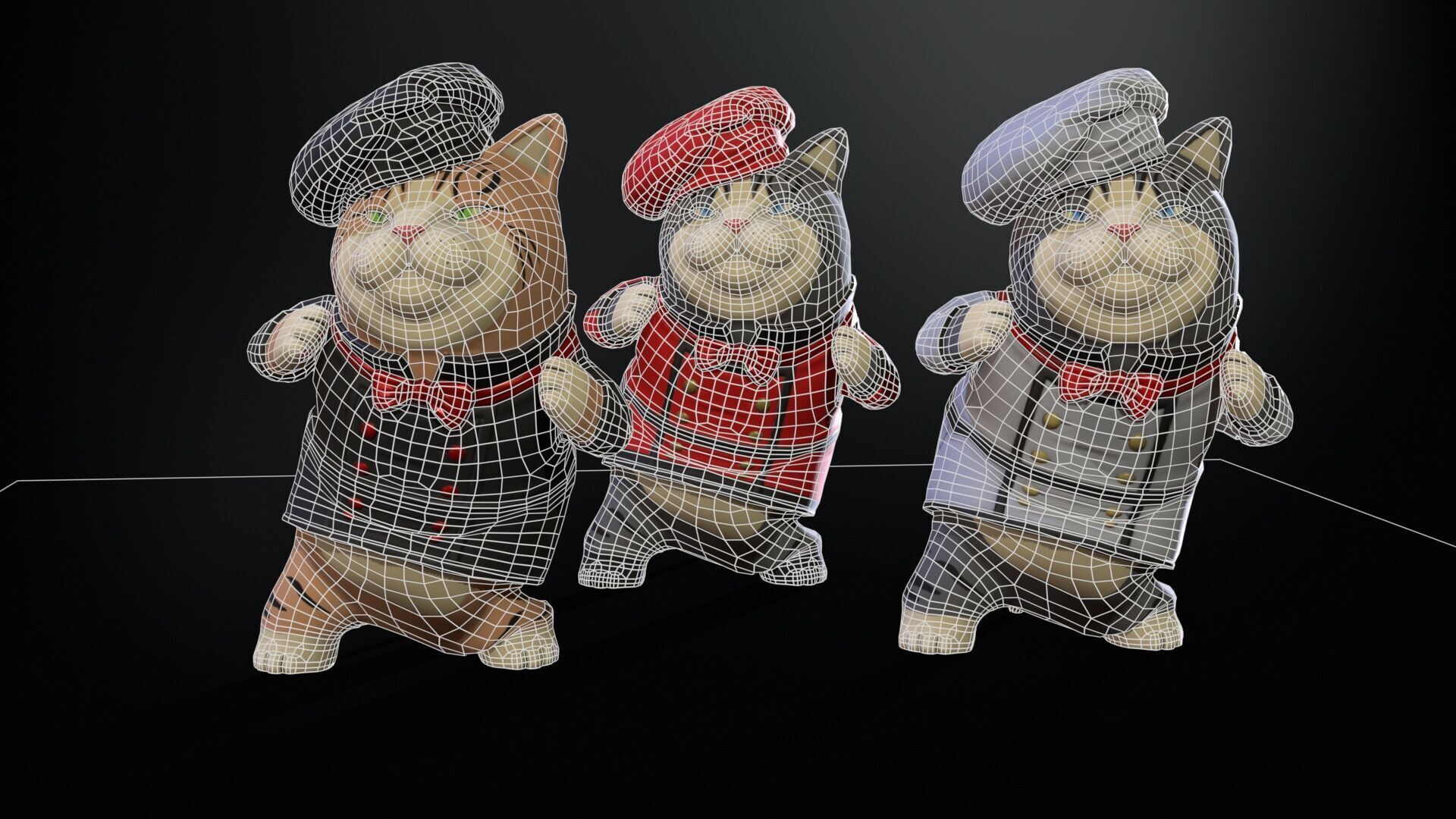 Cook Cat Low-poly 3D model_17