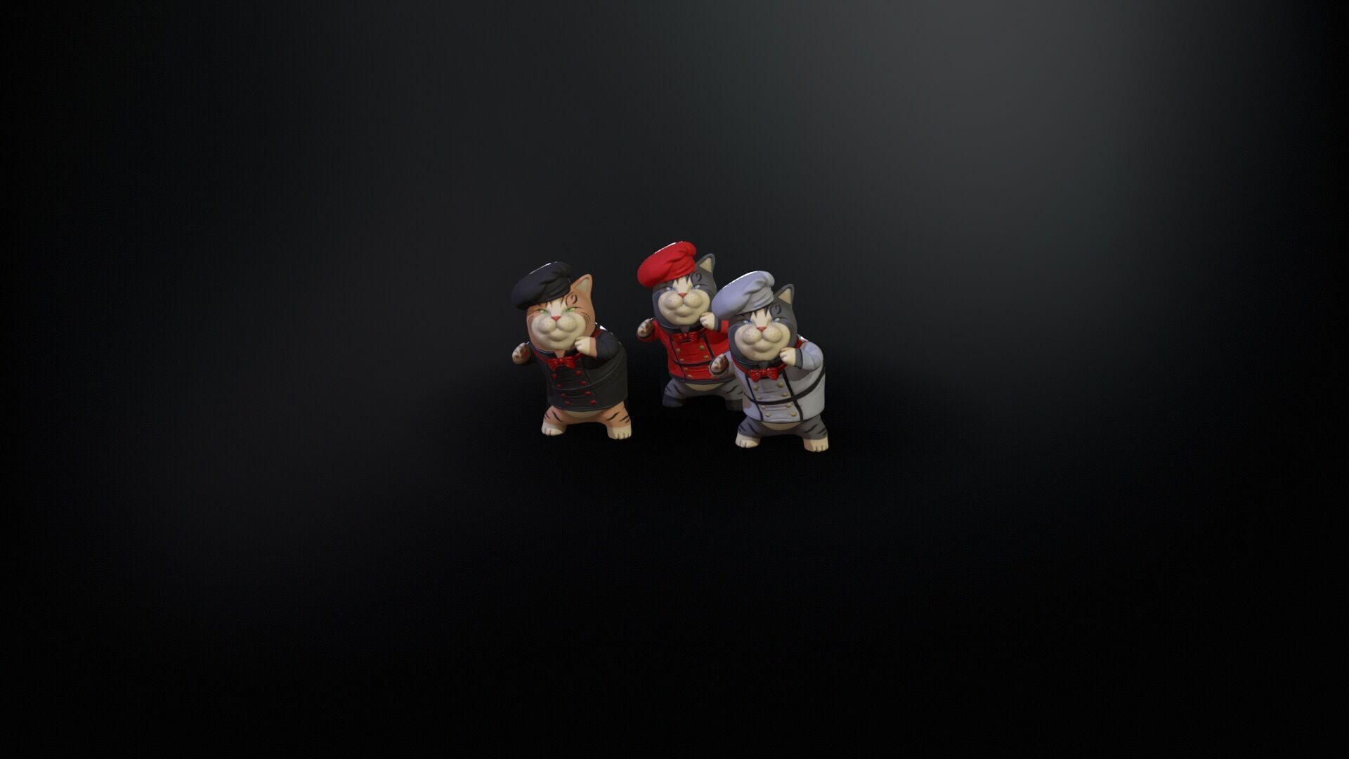 Cook Cat Low-poly 3D model_8