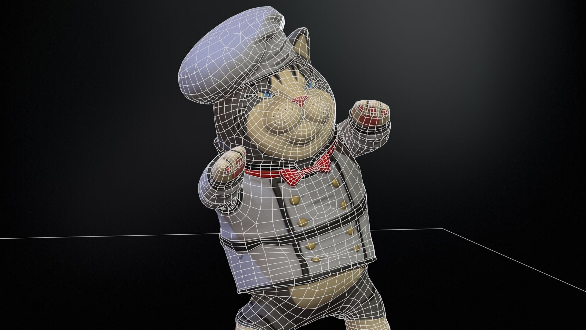 Cook Cat Low-poly 3D model_12