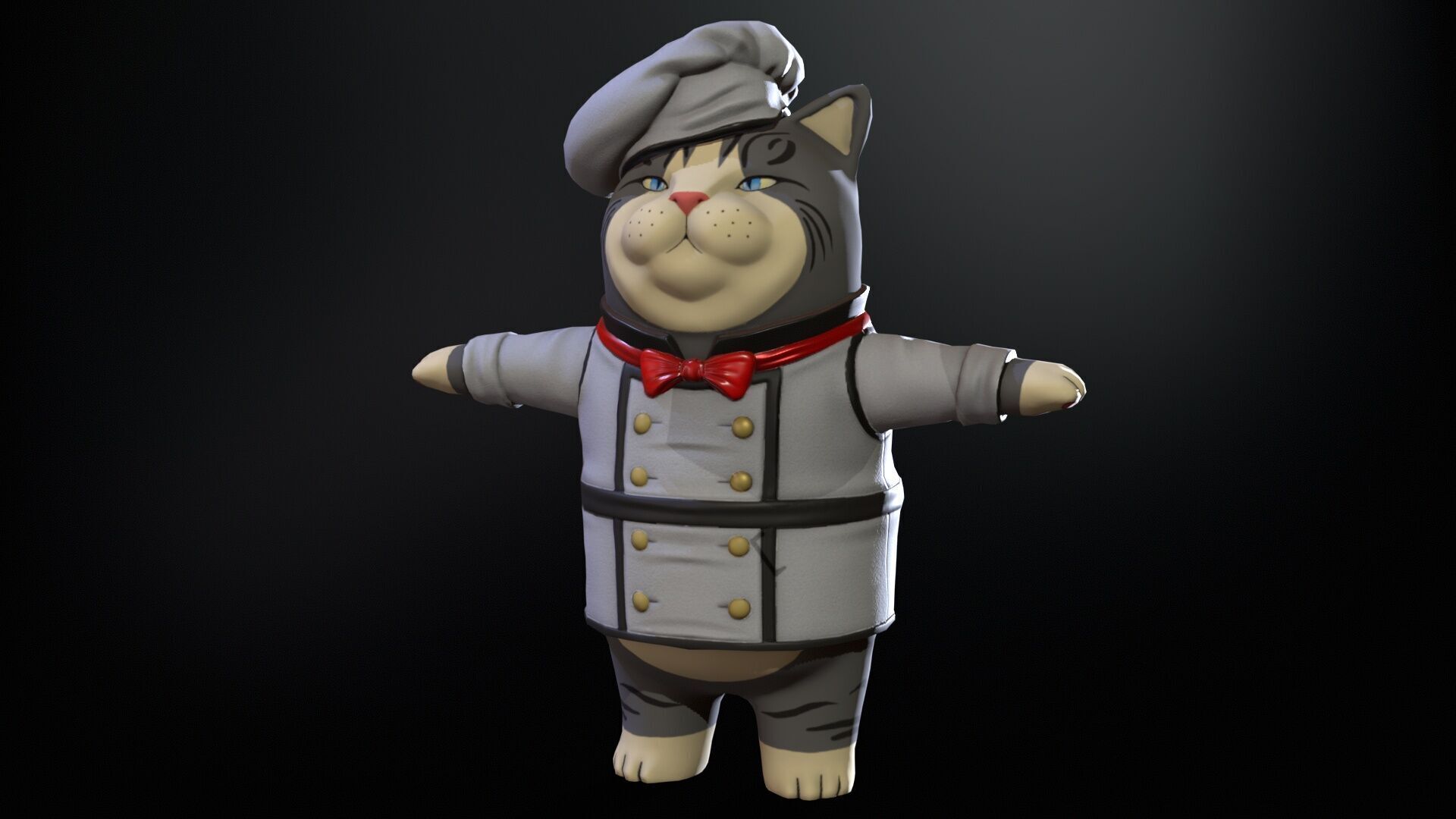 Cook Cat Low-poly 3D model_14