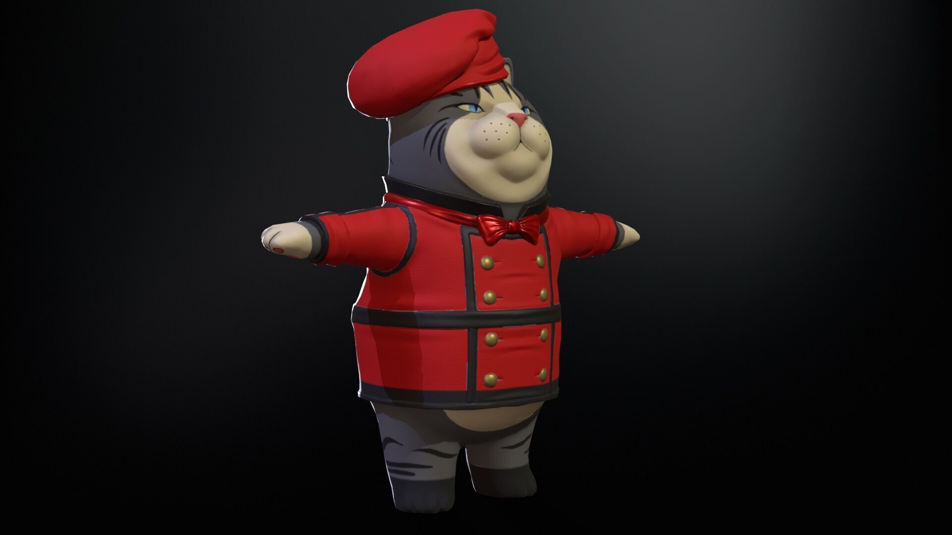 Cook Cat Low-poly 3D model_4