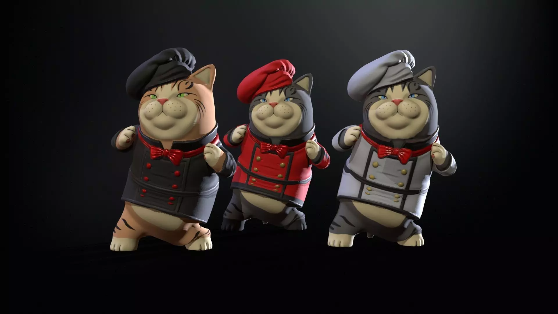 Cook Cat Low-poly 3D model_0