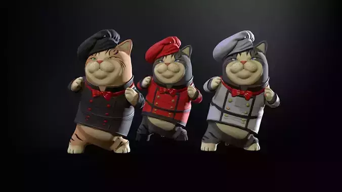 Cook Cat Low-poly 3D model