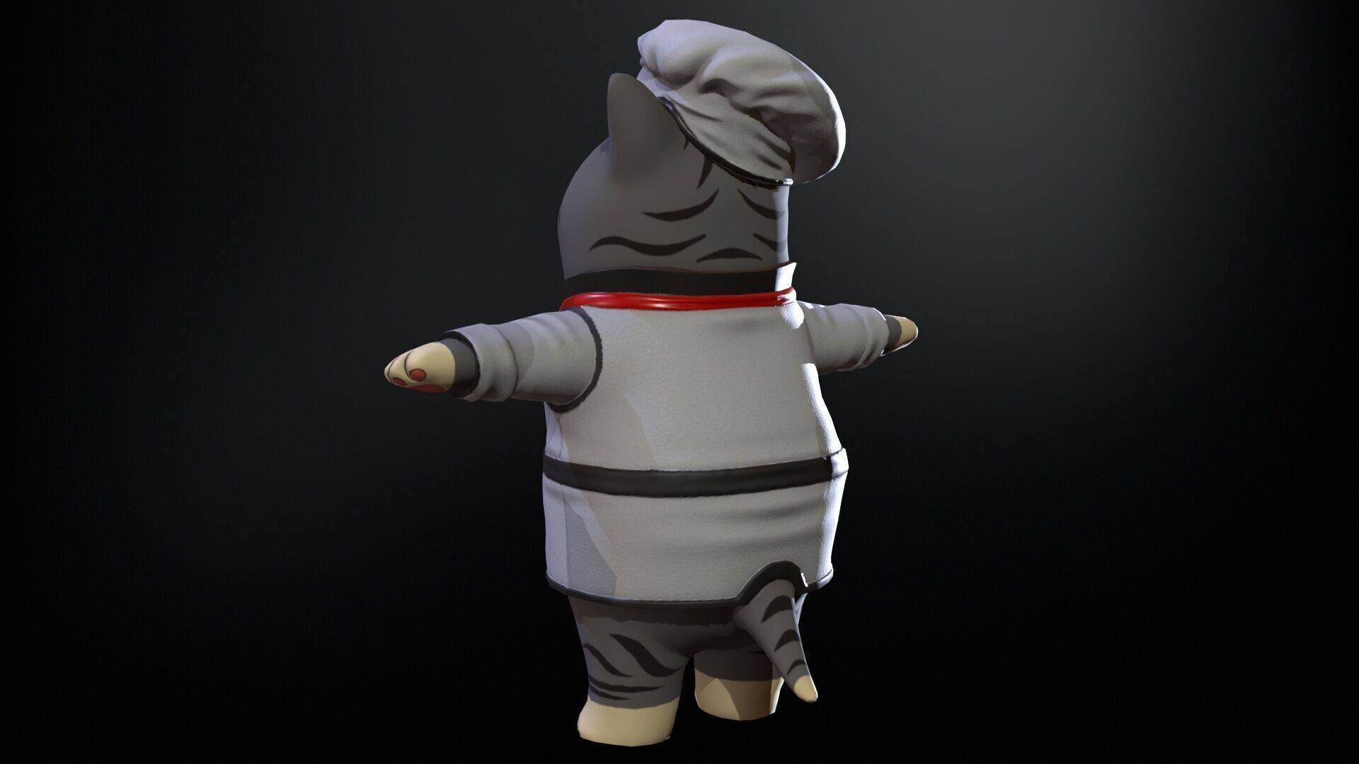 Cook Cat Low-poly 3D model_11